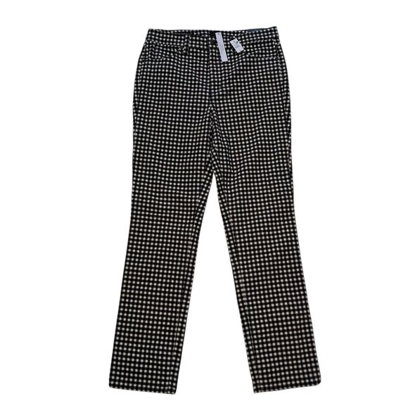 NWT Talbots Pants‎ Women's 10 Black White Corduroy Checkered Straight Leg Preppy - Picture 1 of 12